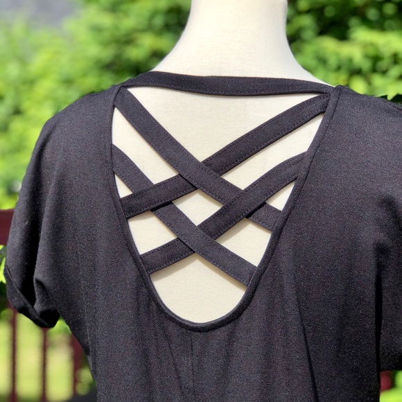 Athleta Crossback Black Sweatshirt Dress Sz M - Picture 4 of 7